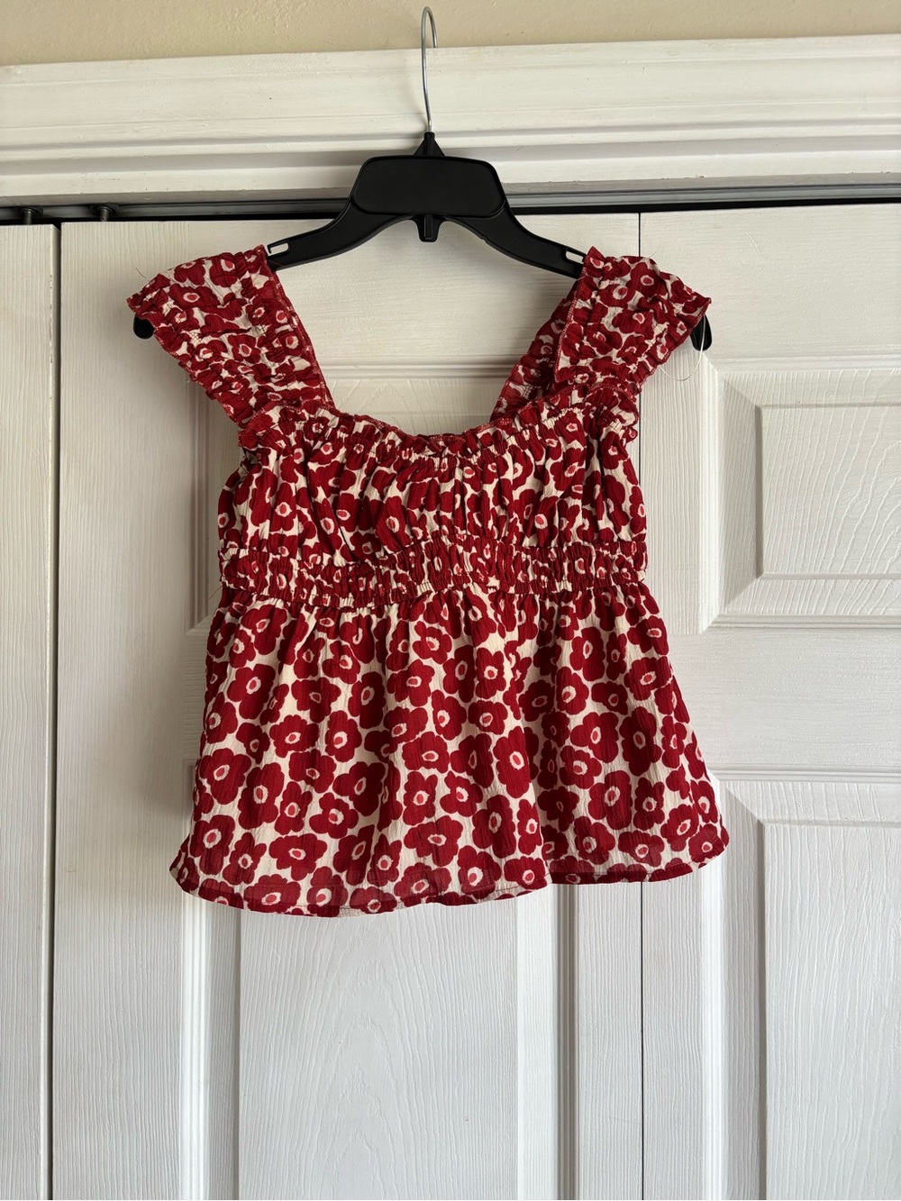 Red Floral Smocked Tank Top - Women's Sleeveless Top
